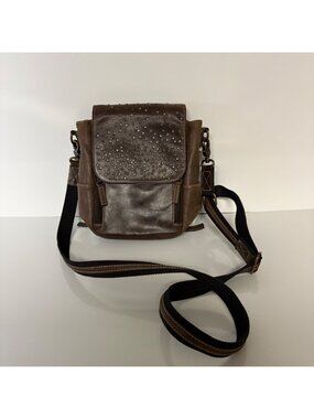 Gun Tote 'n Mamas Brown Leather Concealed Carry Crossbody Bag Studded Flap